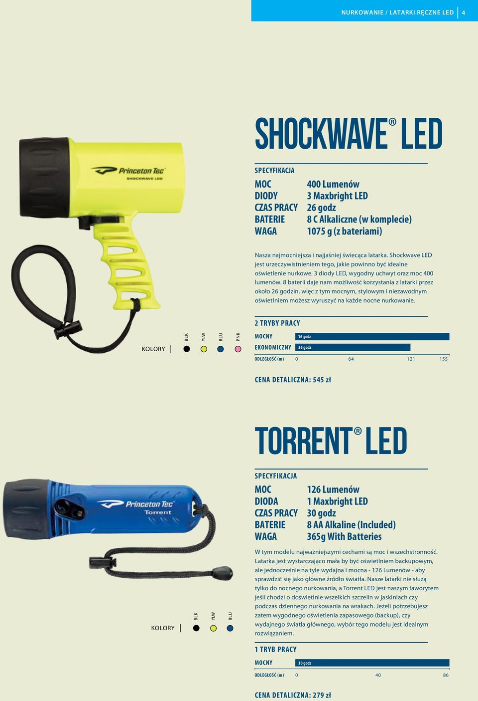 8 baterii daje nam możliwość korzystania z latarki przez około 26 godzin, więc z tym mocnym, stylowym i niezawodnym oświetlniem możesz wyruszyć na każde nocne nurkowanie.
