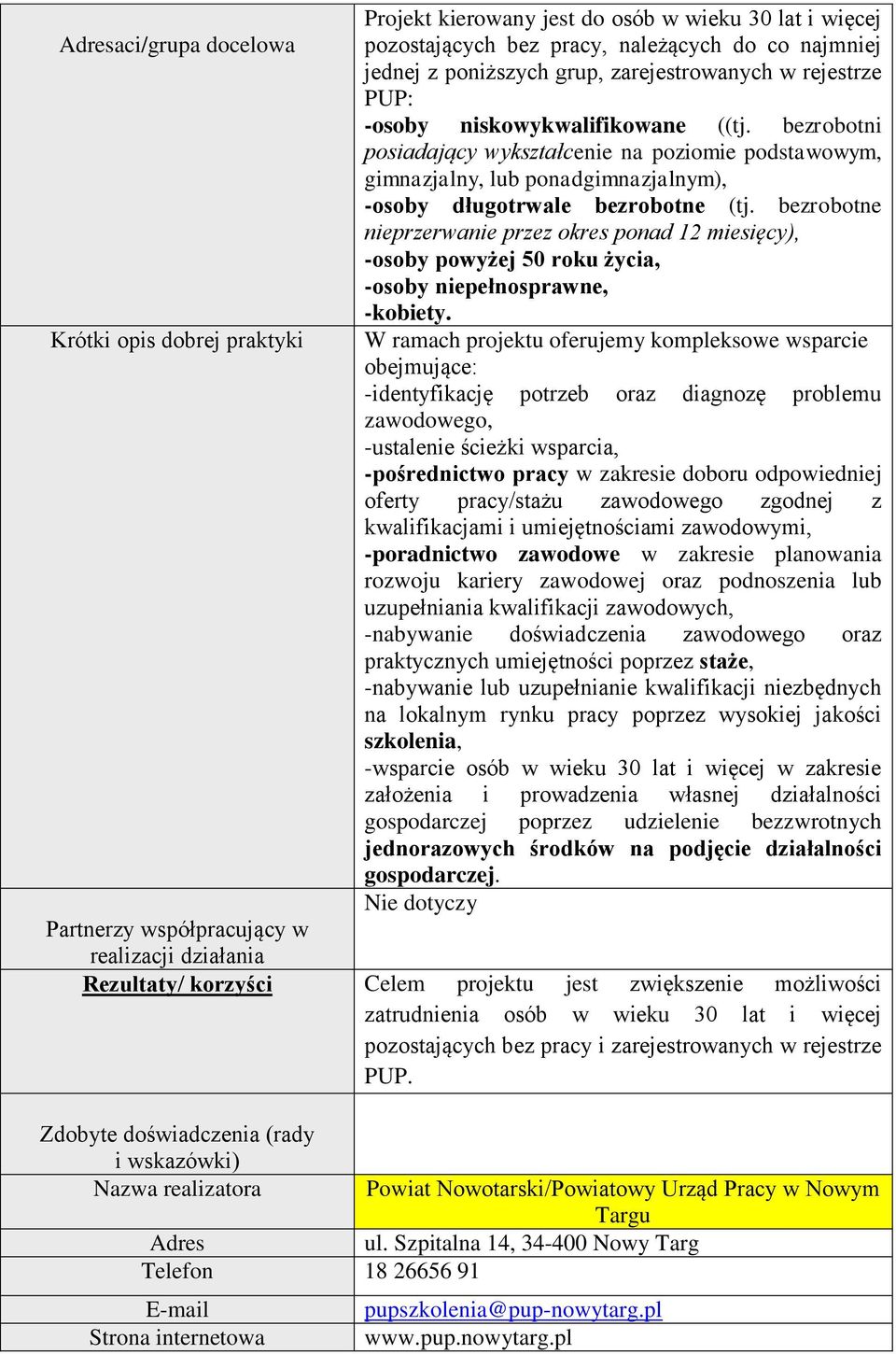 bezrobotne nieprzerwanie przez okres ponad 12 miesięcy), -osoby powyżej 50 roku życia, -osoby niepełnosprawne, -kobiety.