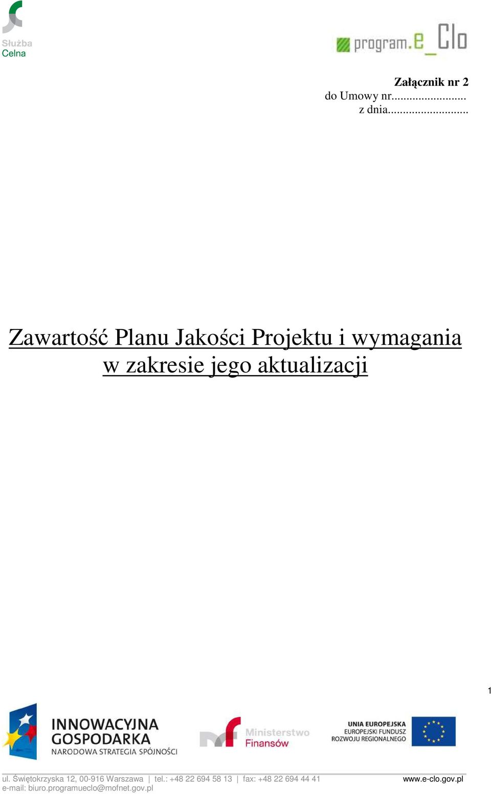 .. Zawartość Planu Jakości