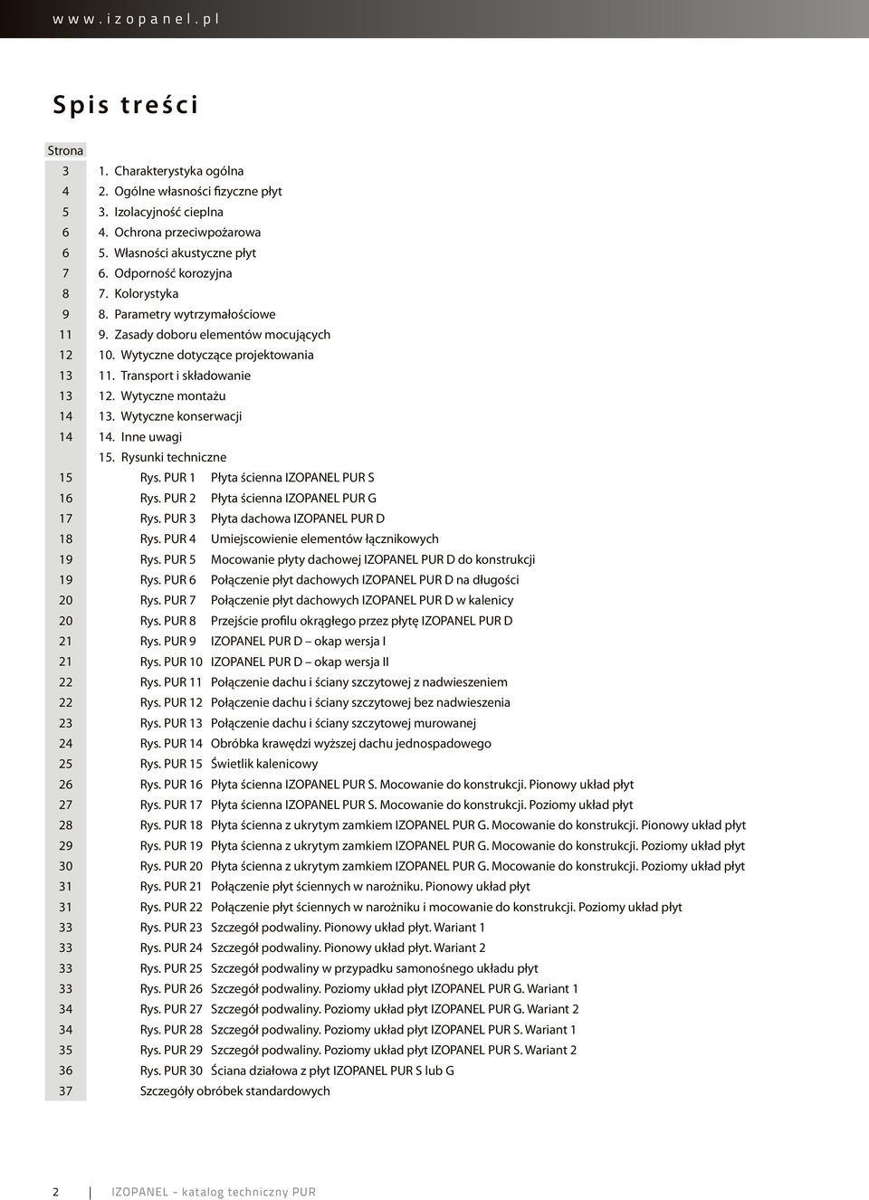 Parametry wytrzymałościowe 9. Zasady doboru elementów mocujących 10. Wytyczne dotyczące projektowania 11. Transport i składowanie 12. Wytyczne montażu 13. Wytyczne konserwacji 14. Inne uwagi 15.