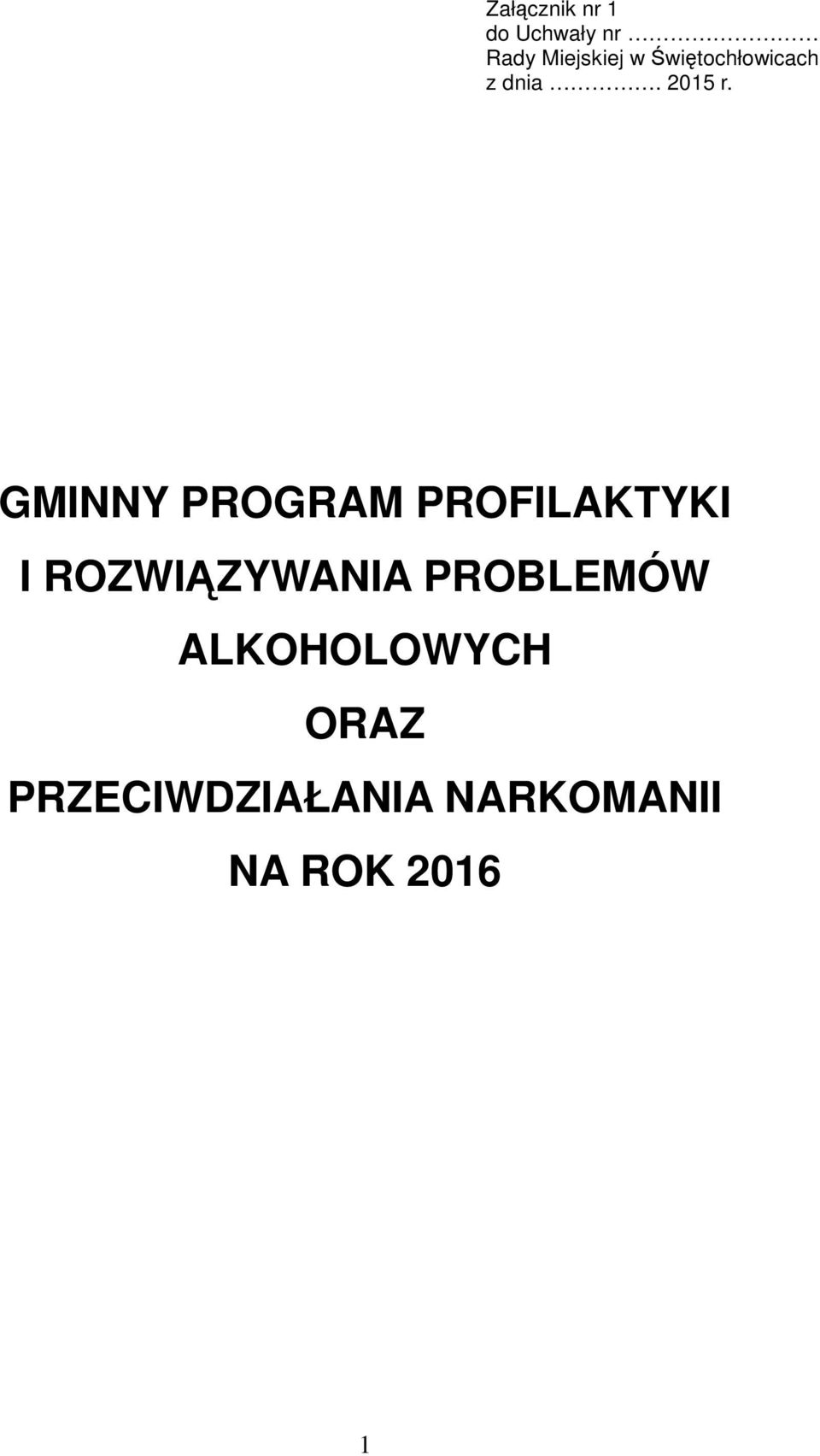 GMINNY PROGRAM PROFILAKTYKI I ROZWIĄZYWANIA