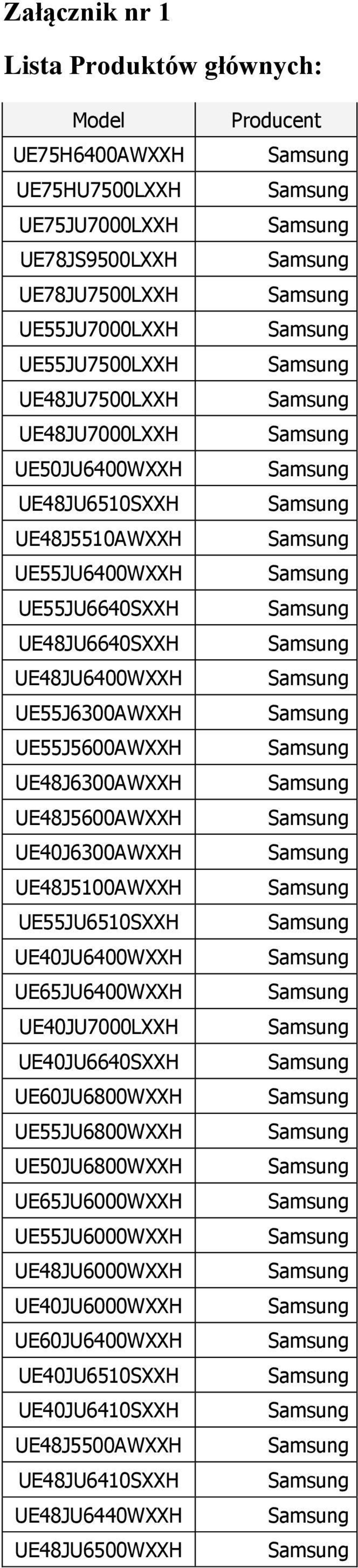 UE48J6300AWXXH UE48J5600AWXXH UE40J6300AWXXH UE48J5100AWXXH UE55JU6510SXXH UE40JU6400WXXH UE65JU6400WXXH UE40JU7000LXXH UE40JU6640SXXH UE60JU6800WXXH UE55JU6800WXXH