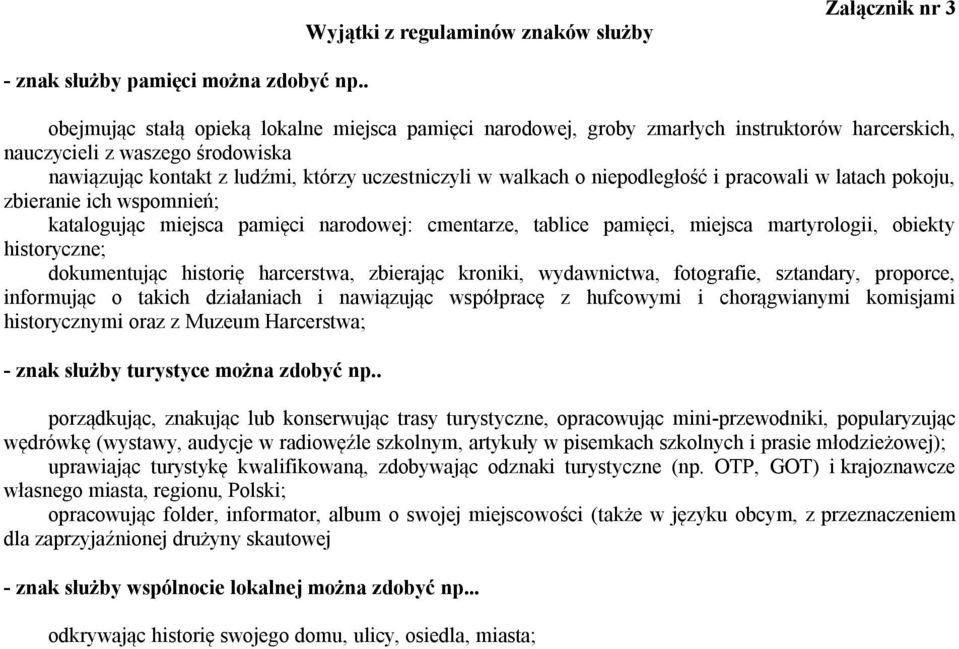 niepodległość i pracowali w latach pokoju, zbieranie ich wspomnień; katalogując miejsca pamięci narodowej: cmentarze, tablice pamięci, miejsca martyrologii, obiekty historyczne; dokumentując historię