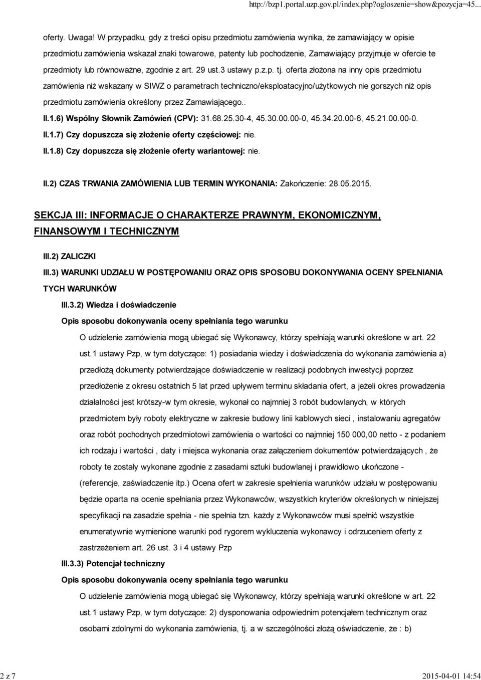 przedmioty lub równoważne, zgodnie z art. 29 ust.3 ustawy p.z.p. tj.