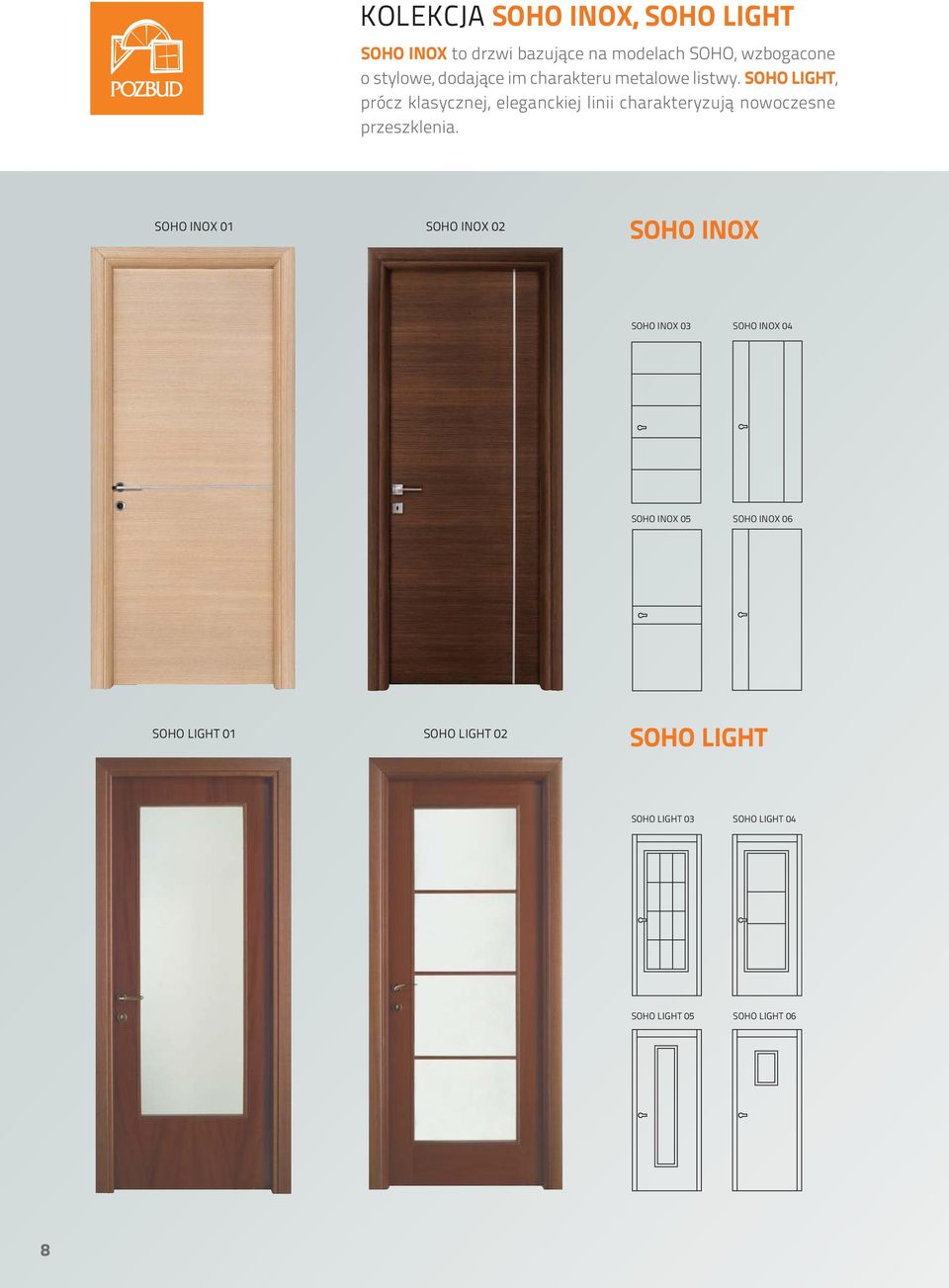 SOHO LIGHT, prócz klasycznej, eleganckiej linii charakteryzują nowoczesne przeszklenia.