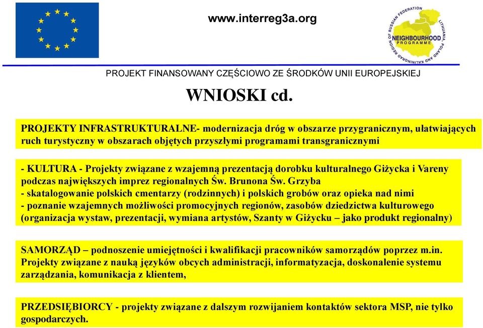 wzajemną prezentacją dorobku kulturalnego Giżycka i Vareny podczas największych imprez regionalnych Św. Brunona Św.