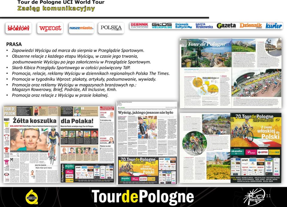 Skarb Kibica Przeglądu Sportowego w całości poświęcony TdP. Promocja, relacje, reklamy Wyścigu w dziennikach regionalnych Polska The Times.