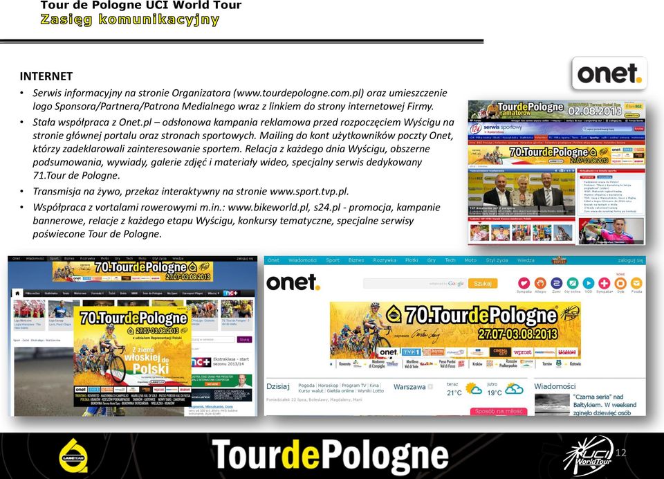 Mailing do kont użytkowników poczty Onet, którzy zadeklarowali zainteresowanie sportem.