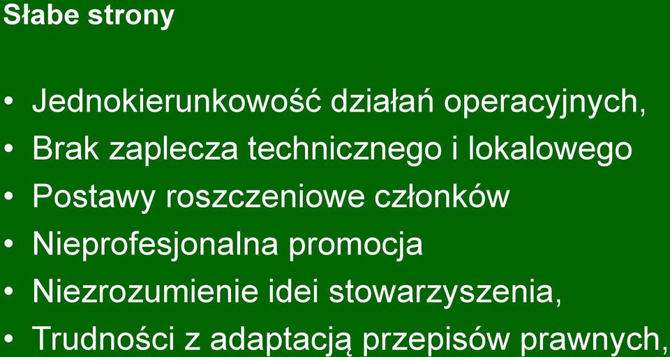 roszczeniowe członków Nieprofesjonalna promocja