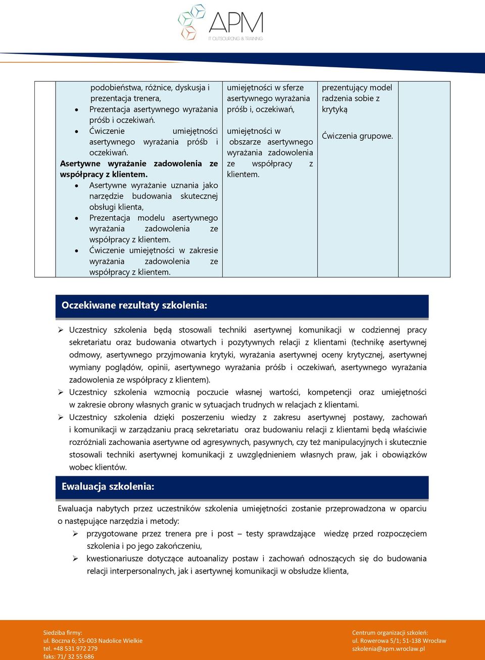 Asertywne wyrażanie uznania jako narzędzie budowania skutecznej obsługi klienta, Prezentacja modelu asertywnego wyrażania zadowolenia ze współpracy z klientem.