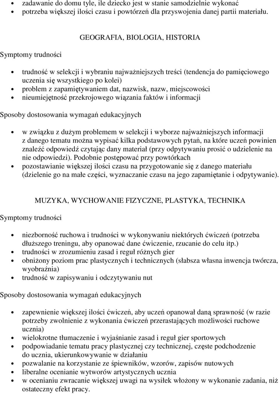 miejscowości nieumiejętność przekrojowego wiązania faktów i informacji w związku z dużym problemem w selekcji i wyborze najważniejszych informacji z danego tematu można wypisać kilka podstawowych