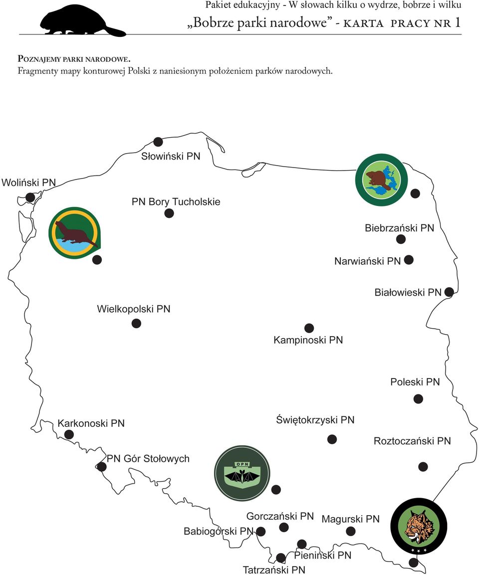 Fragmenty mapy konturowej Polski z