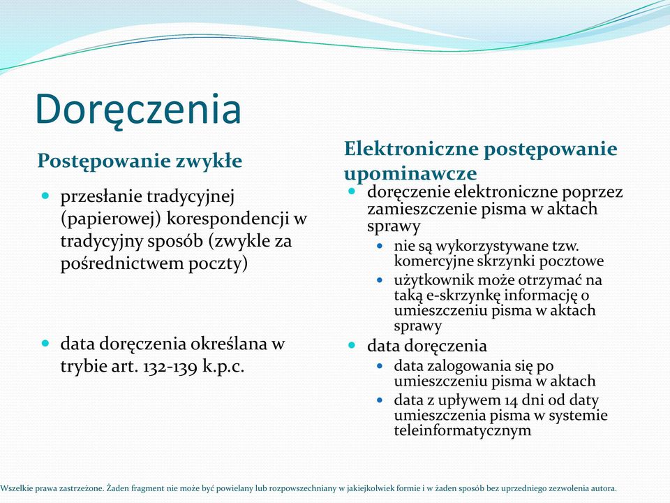 komercyjne skrzynki pocztowe użytkownik może otrzymać na taką e-skrzynkę informację o umieszczeniu pisma w aktach sprawy data doręczenia data