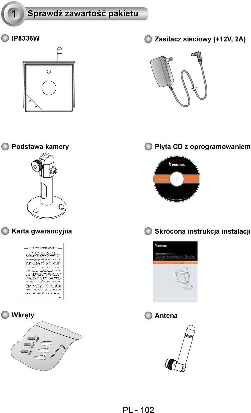 Płyta CD z oprogramowaniem Karta gwarancyjna