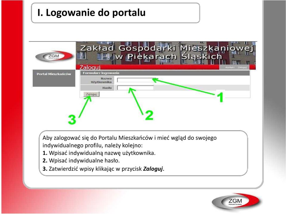 należy kolejno: 1. Wpisać indywidualną nazwę użytkownika. 2.