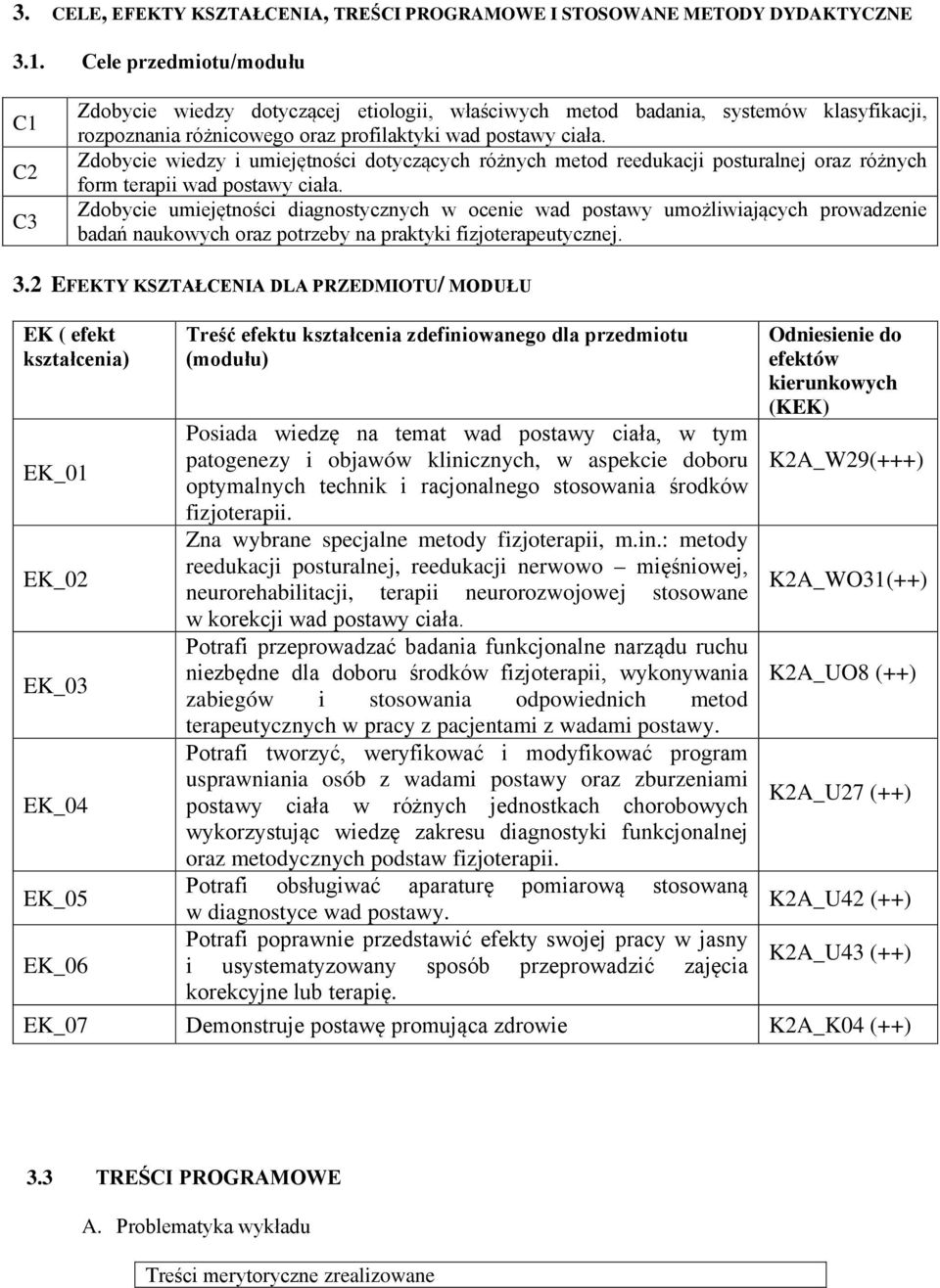 Zdobycie wiedzy i umiejętności dotyczących różnych metod reedukacji posturalnej oraz różnych form terapii wad postawy ciała.