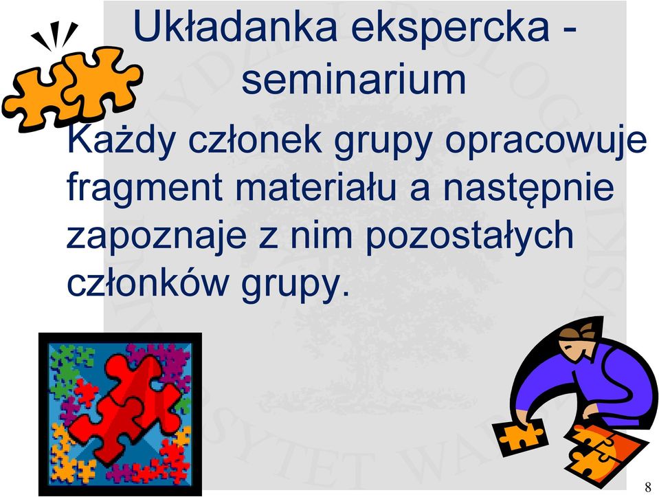 fragment materiału a następnie