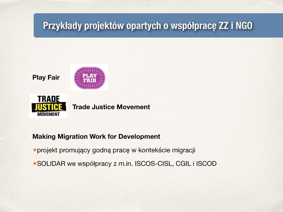 Development projekt promujący godną pracę w kontekście