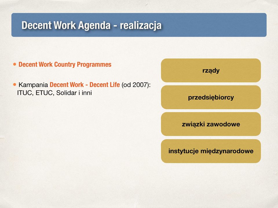 Life (od 2007): ITUC, ETUC, Solidar i inni rządy