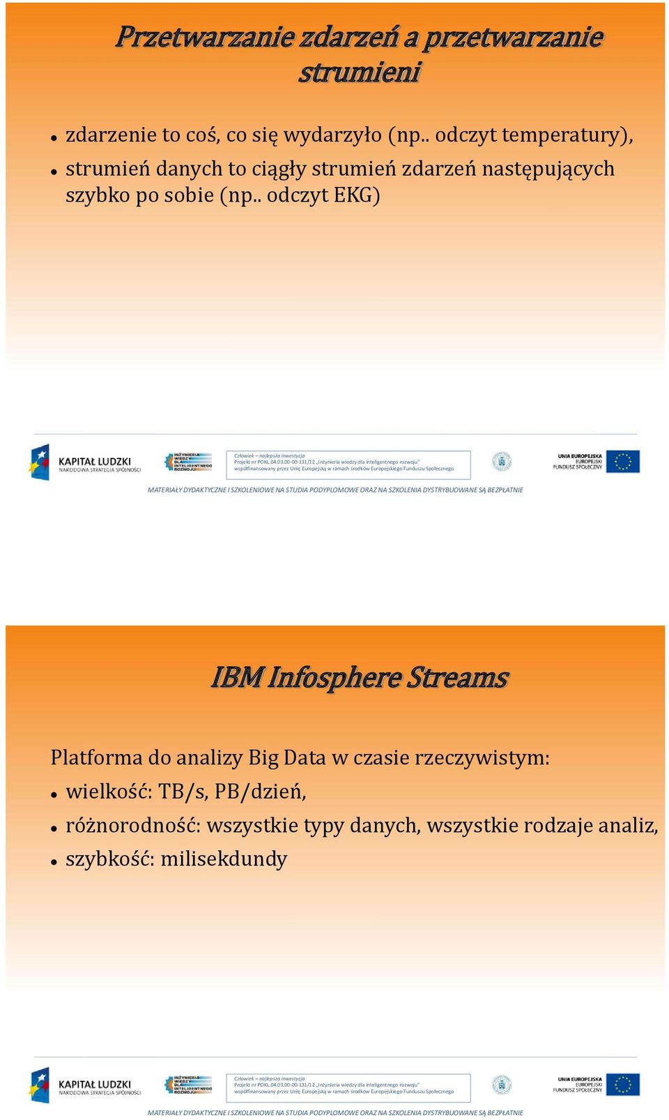 (np.. odczyt EKG) IBM Infosphere Streams Platforma do analizy Big Data w czasie rzeczywistym: