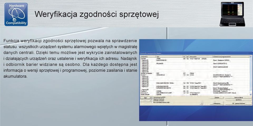 Dzięki temu możliwe jest wykrycie zainstalowanych i działających urządzeń oraz ustalenie i weryfikacja ich adresu.