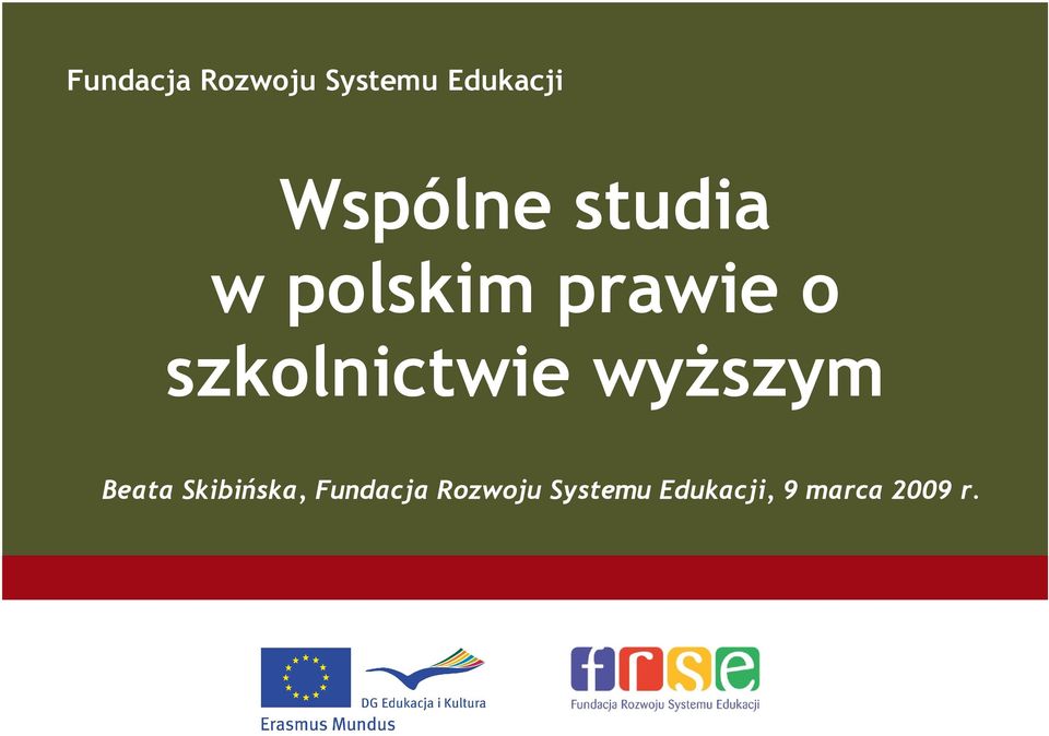 Erasmus studia Mundus w polskim prawie o szkolnictwie