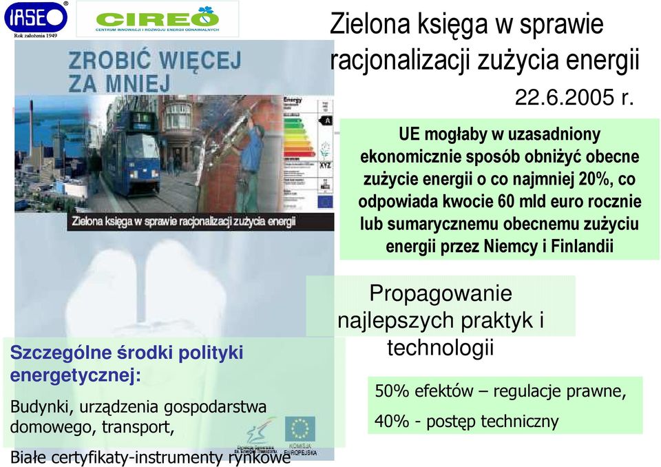 rocznie lub sumarycznemu obecnemu zuŝyciu energii przez Niemcy i Finlandii Szczególne środki polityki energetycznej: Budynki,