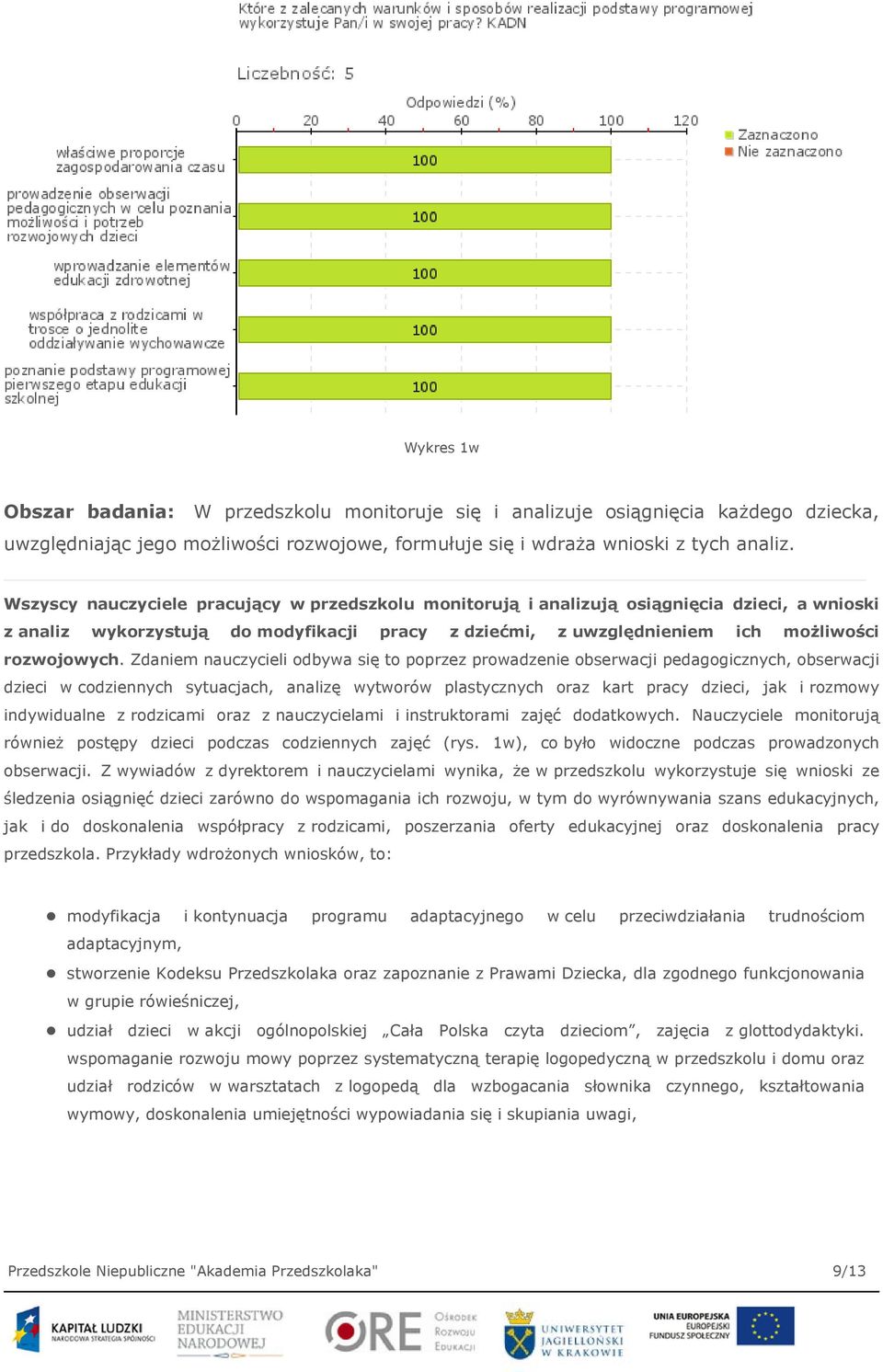 Zdaniem nauczycieli odbywa się to poprzez prowadzenie obserwacji pedagogicznych, obserwacji dzieci w codziennych sytuacjach, analizę wytworów plastycznych oraz kart pracy dzieci, jak i rozmowy