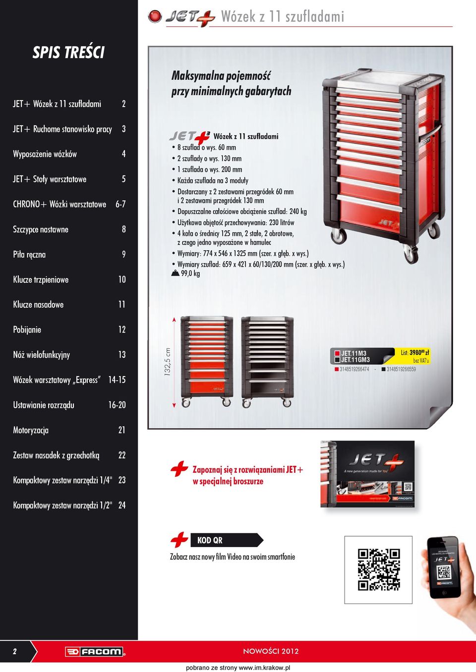 200 mm Każda szuflada na 3 moduły Dostarczany z 2 zestawami przegródek 60 mm i 2 zestawami przegródek 130 mm Dopuszczalne całościowe obciążenie szuflad: 240 kg Użytkowa objętość przechowywania: 230