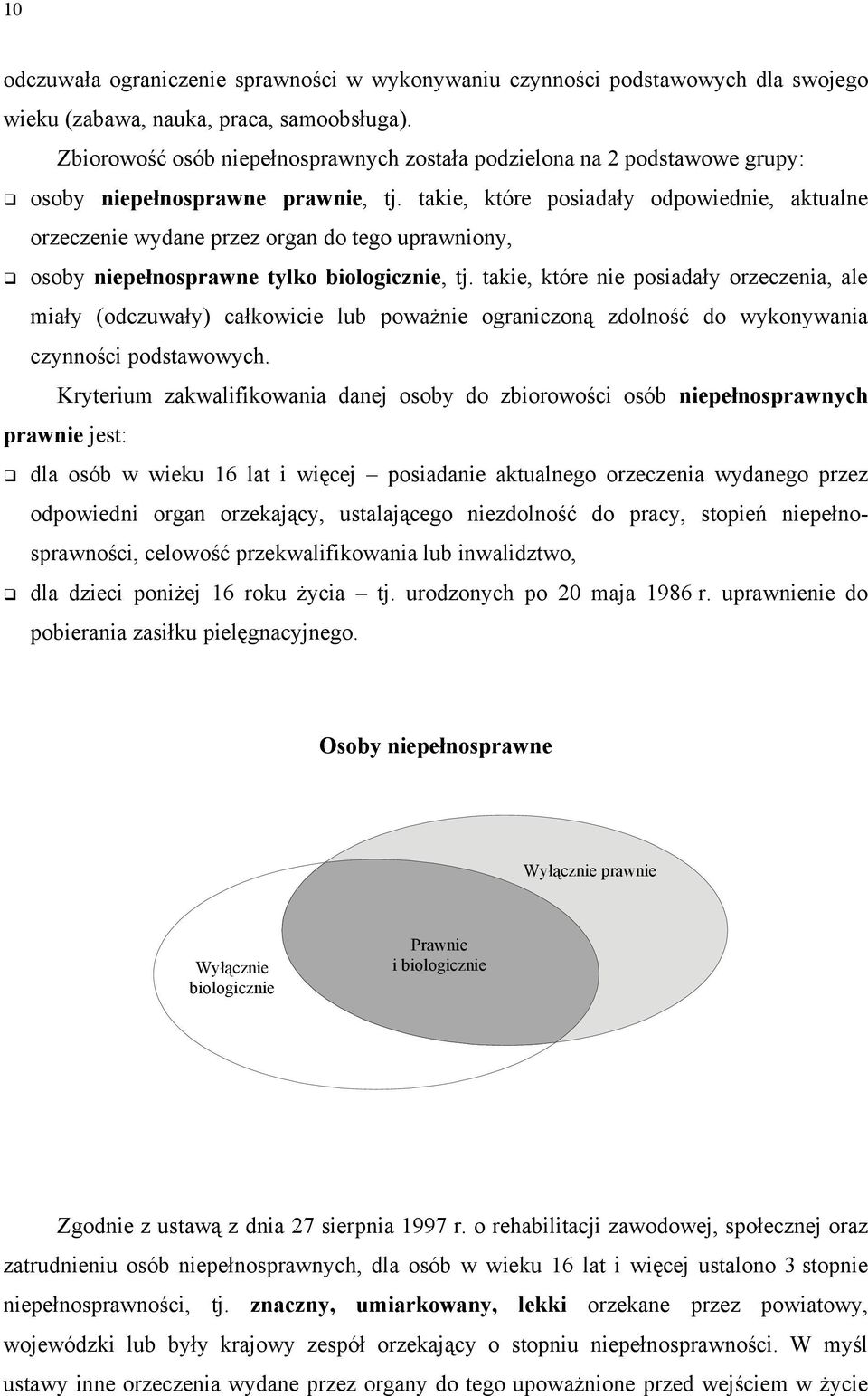 takie, które posiadały odpowiednie, aktualne orzeczenie wydane przez organ do tego uprawniony, osoby niepełnosprawne tylko biologicznie, tj.