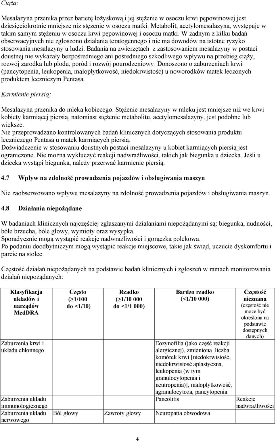 W żadnym z kilku badań obserwacyjnych nie zgłoszono działania teratogennego i nie ma dowodów na istotne ryzyko stosowania mesalazyny u ludzi.