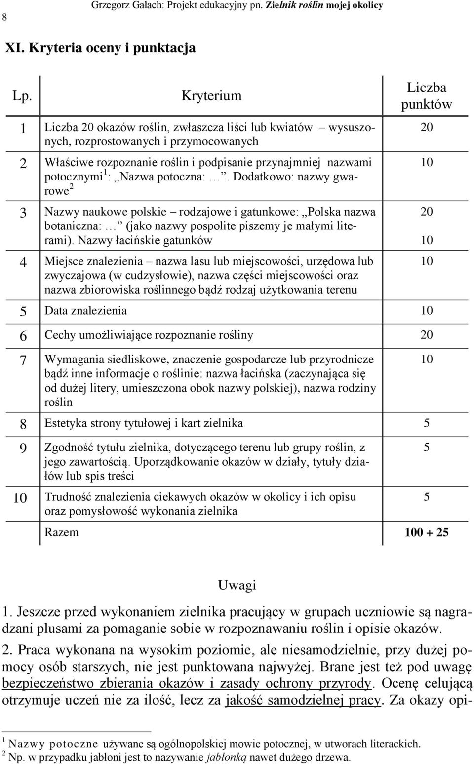 potocznymi 1 : Nazwa potoczna:. Dodatkowo: nazwy gwarowe 2 20 10 3 Nazwy naukowe polskie rodzajowe i gatunkowe: Polska nazwa botaniczna: (jako nazwy pospolite piszemy je małymi literami).