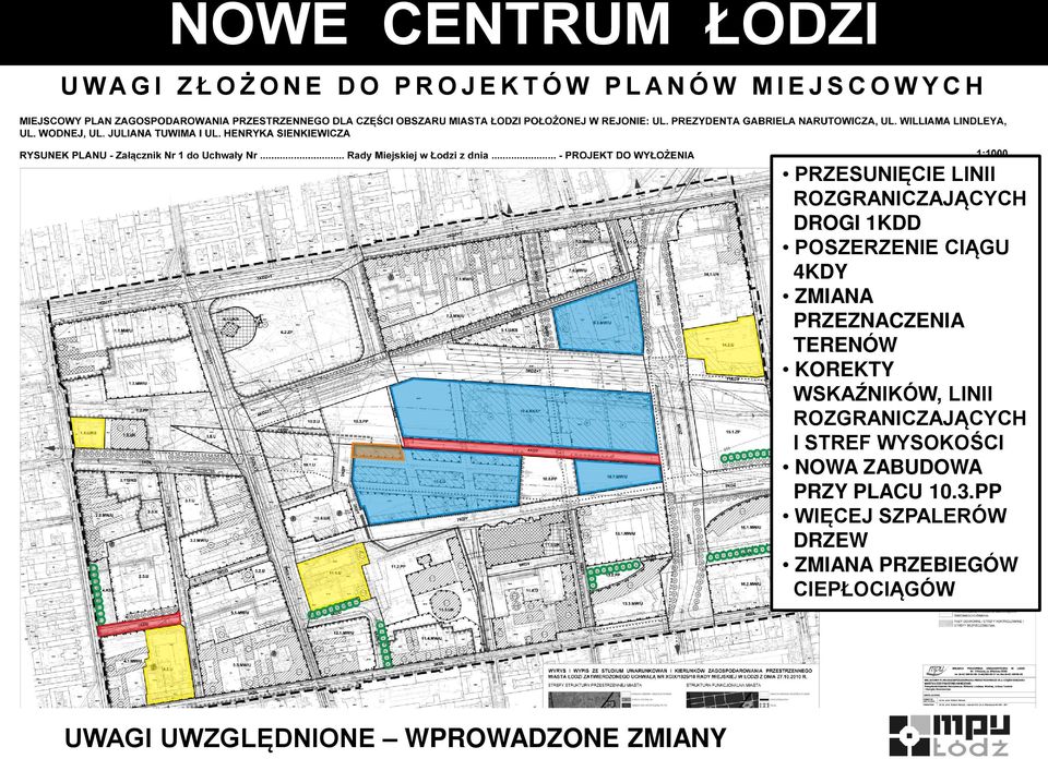 TERENÓW KOREKTY WSKAŹNIKÓW, LINII ROZGRANICZAJĄCYCH I STREF WYSOKOŚCI NOWA ZABUDOWA PRZY PLACU