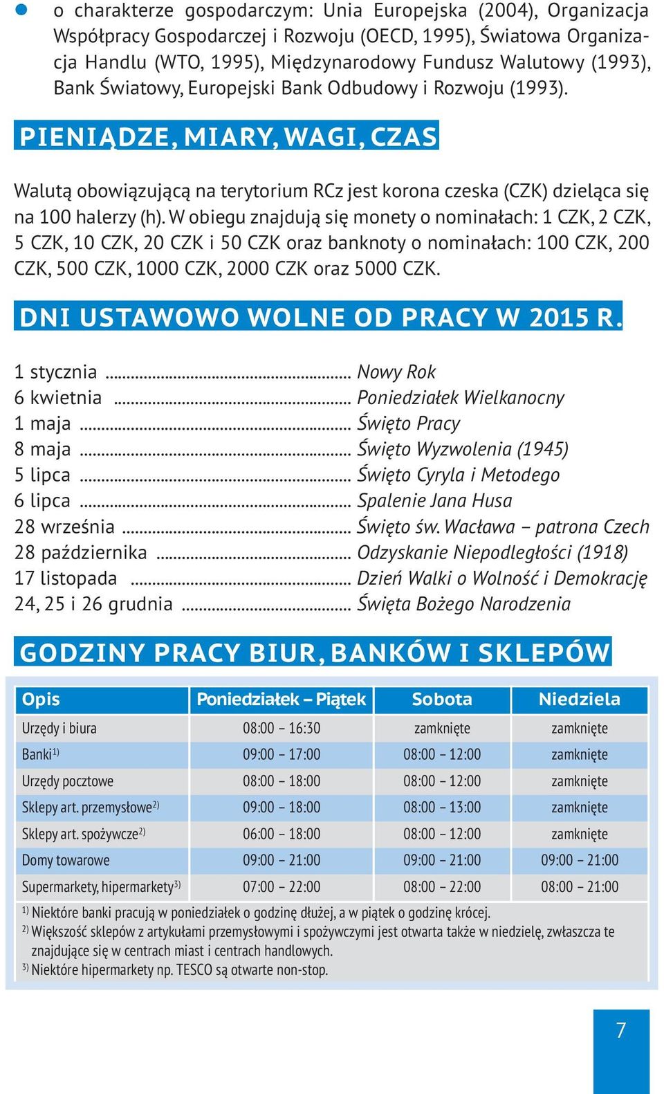 W obiegu znajdują się monety o nominałach: 1 CZK, 2 CZK, 5 CZK, 10 CZK, 20 CZK i 50 CZK oraz banknoty o nominałach: 100 CZK, 200 CZK, 500 CZK, 1000 CZK, 2000 CZK oraz 5000 CZK.