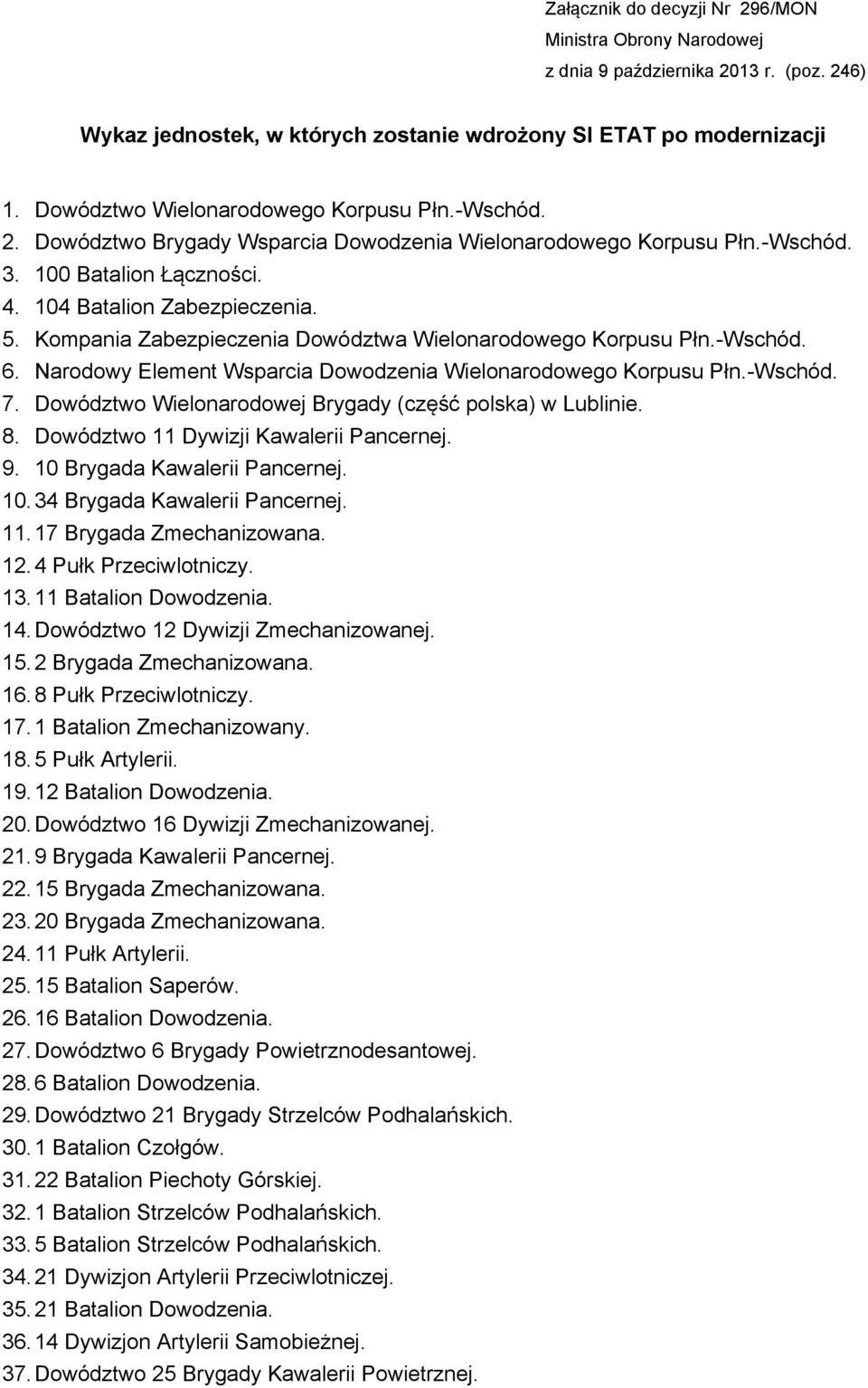 Kompania Zabezpieczenia Dowództwa Wielonarodowego Korpusu Płn.-Wschód. 6. Narodowy Element Wsparcia Dowodzenia Wielonarodowego Korpusu Płn.-Wschód. 7.