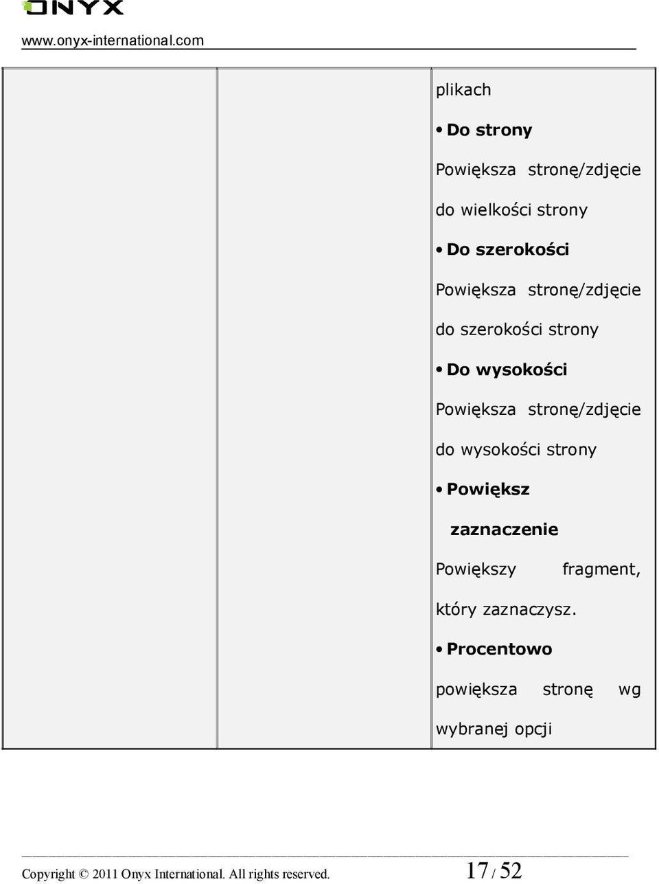 stronę/zdjęcie do szerokości strony Do wysokości Powiększa stronę/zdjęcie do wysokości strony