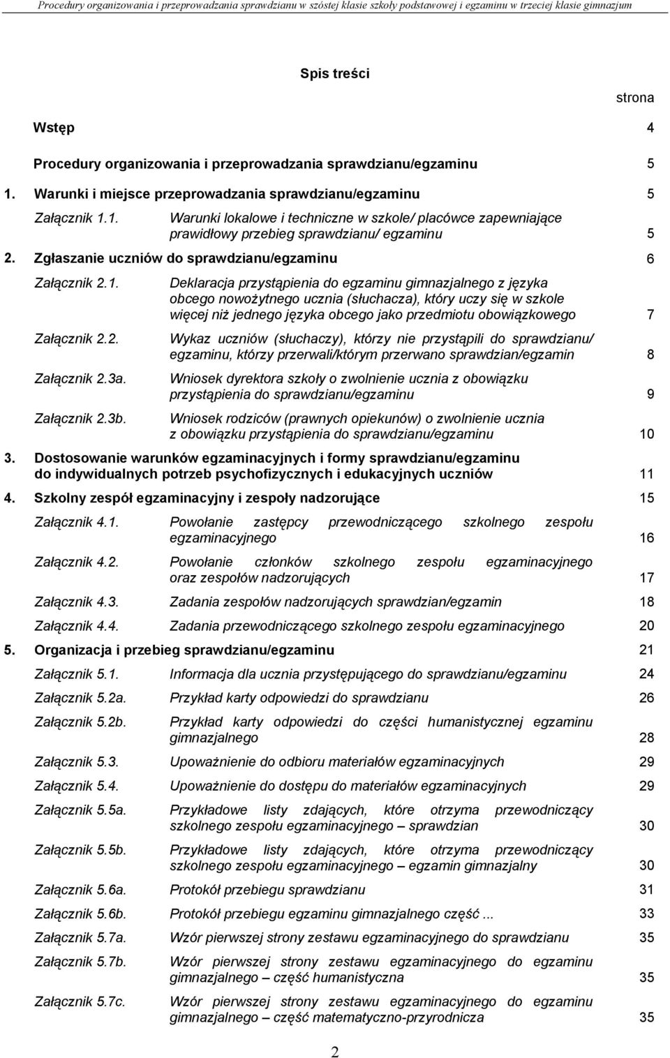 Zgłaszanie uczniów do sprawdzianu/egzaminu 6 Załącznik 2.1. Załącznik 2.2. Załącznik 2.3a.