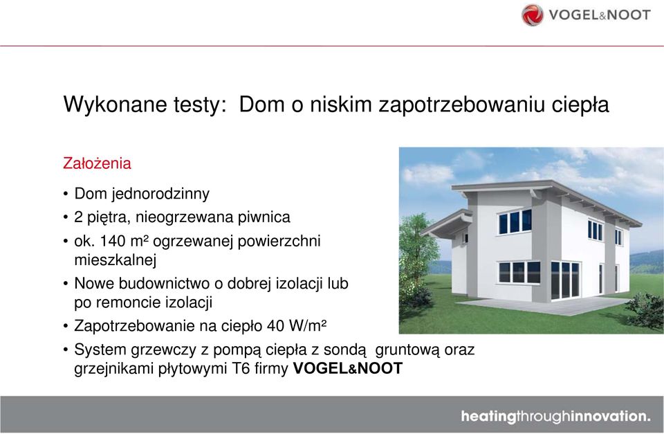 140 m² ogrzewanej powierzchni mieszkalnej Nowe budownictwo o dobrej izolacji lub po