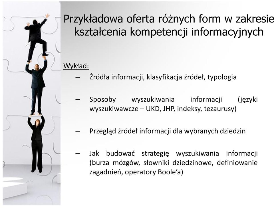 UKD, JHP, indeksy, tezaurusy) Przegląd źródeł informacji dla wybranych dziedzin Jak budować