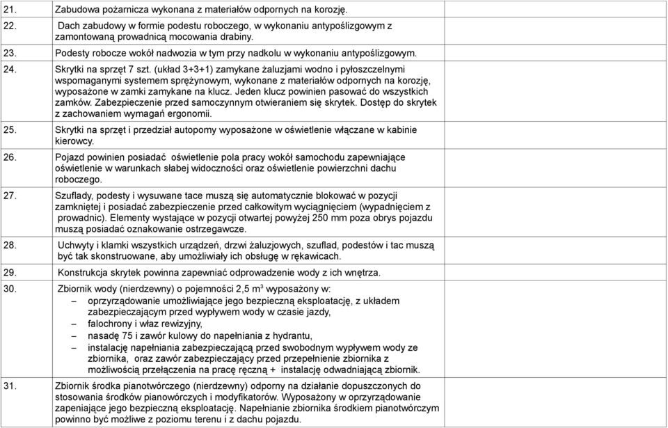 (układ 3+3+1) zamykane żaluzjami wodno i pyłoszczelnymi wspomaganymi systemem sprężynowym, wykonane z materiałów odpornych na korozję, wyposażone w zamki zamykane na klucz.