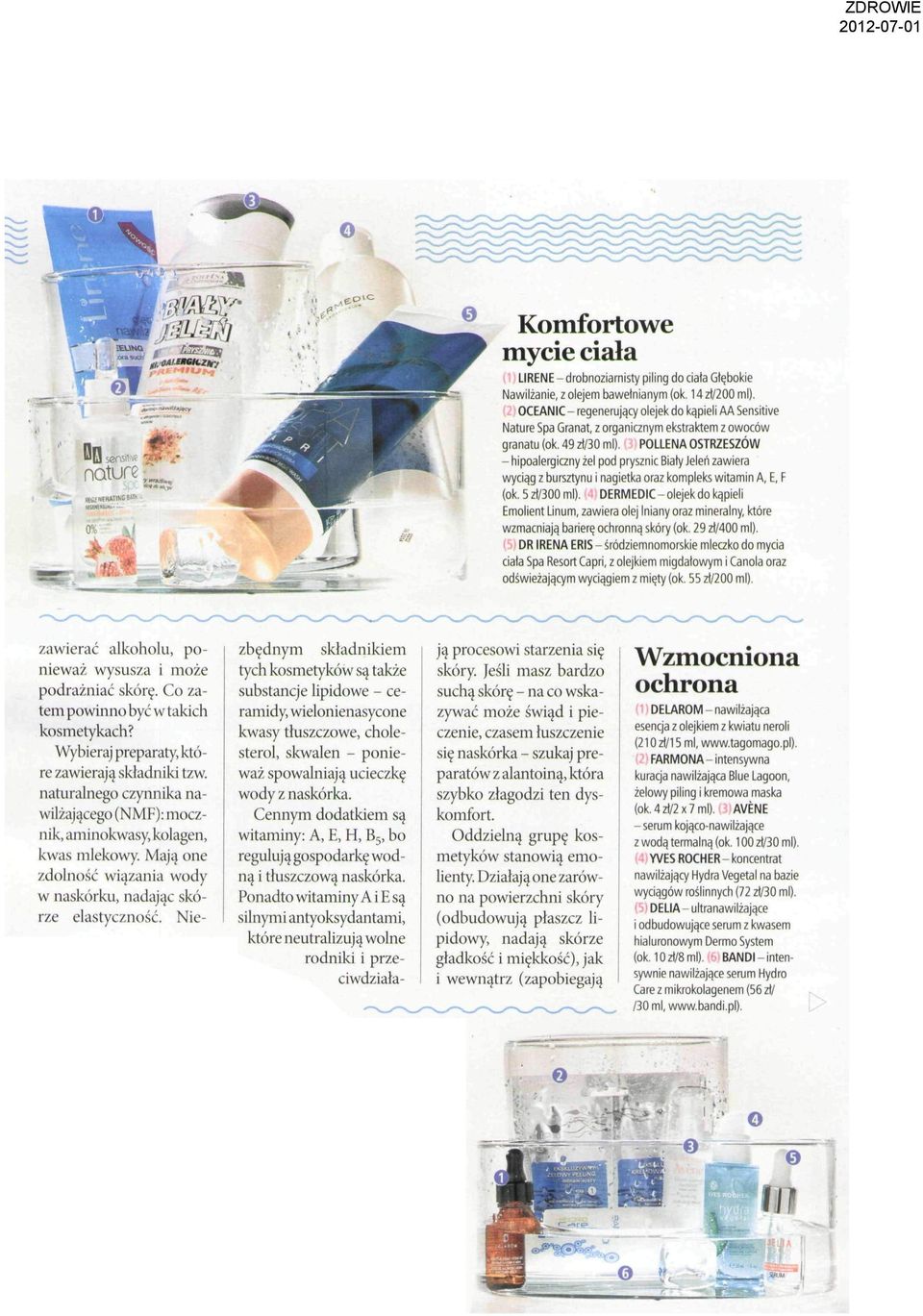 POLLENA OSTRZESZÓW - hpoalergczny żel pod prysznc Bały Jeleń zawera wycąg z bursztynu nagetka oraz kompleks wtamn A, E, F (ok. 5 zł/300 ml).