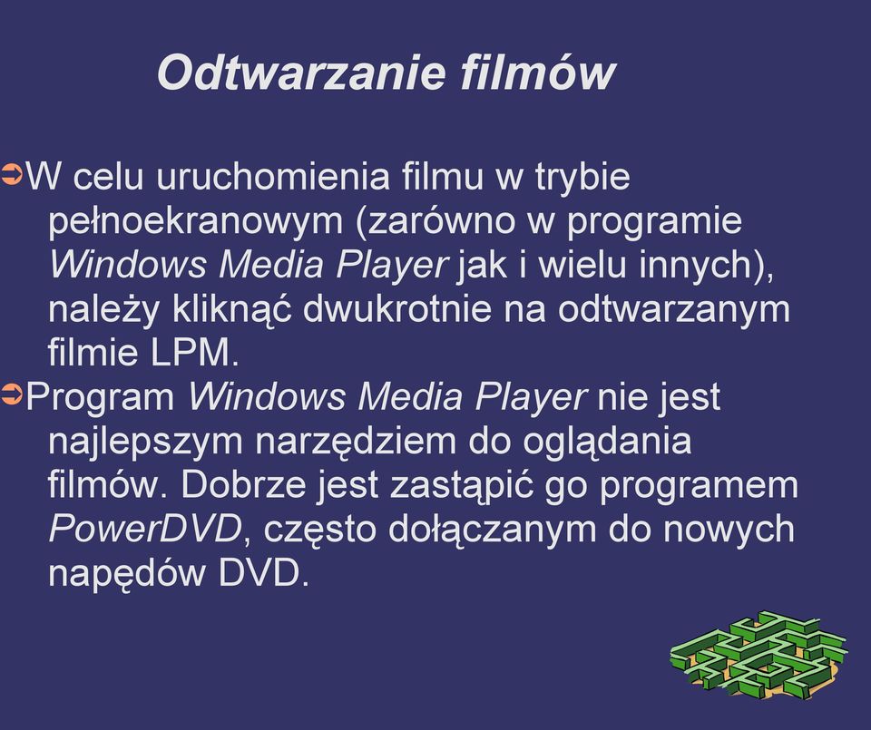 odtwarzanym filmie LPM.