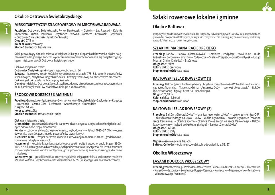 (Rynek Denkowski) Długość: 27,5 km Kolor szlaku: czerwony stopień trudności: trasa łatwa Szlak prowadzący dookoła miasta. W większości biegnie drogami asfaltowymi o niskim natężeniu ruchu drogowego.
