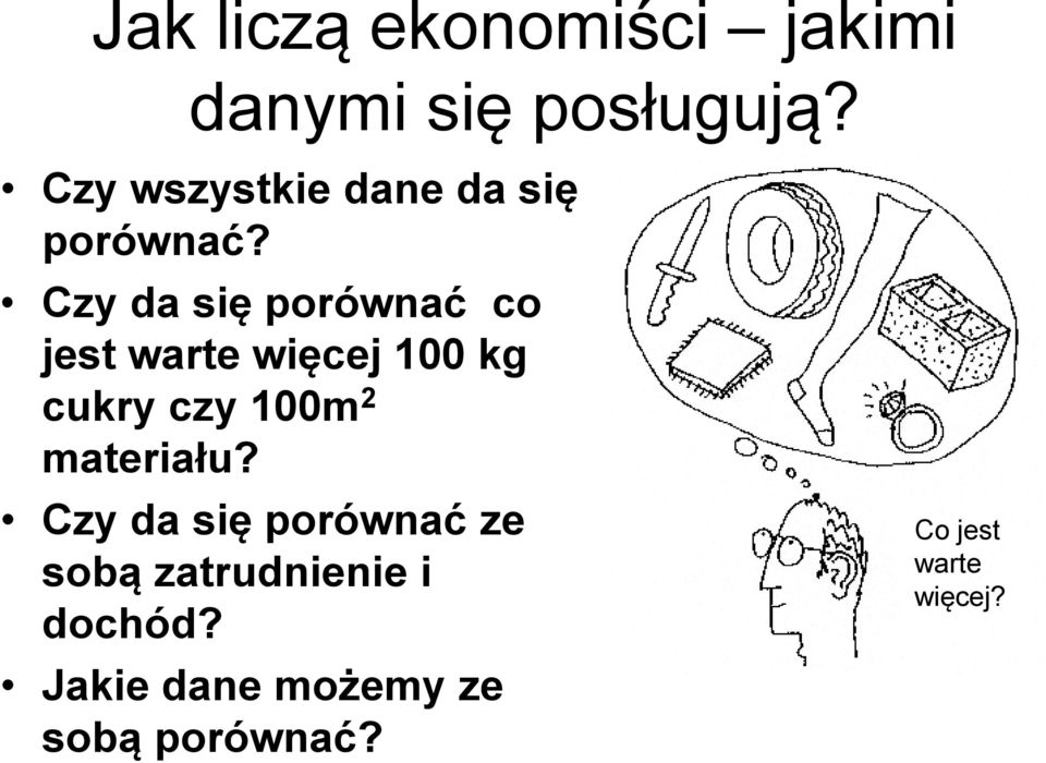 Czy da się porównać co jest warte więcej 100 kg cukry czy 100m 2