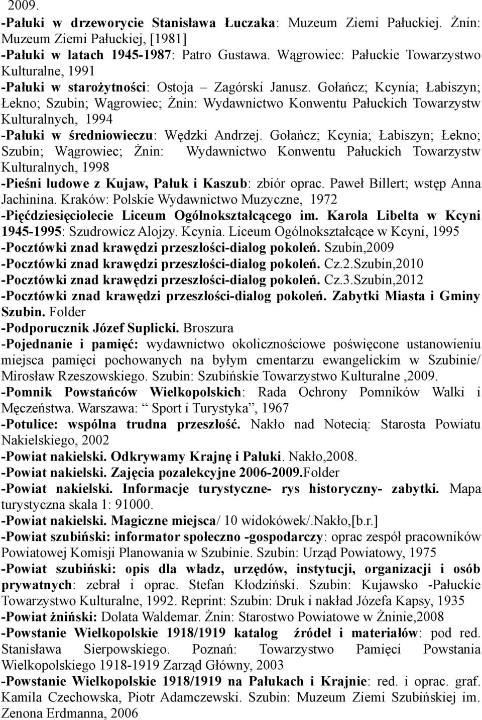 Gołańcz; Kcynia; Łabiszyn; Łekno; Szubin; Wągrowiec; Żnin: Wydawnictwo Konwentu Pałuckich Towarzystw Kulturalnych, 1994 -Pałuki w średniowieczu: Wędzki Andrzej.