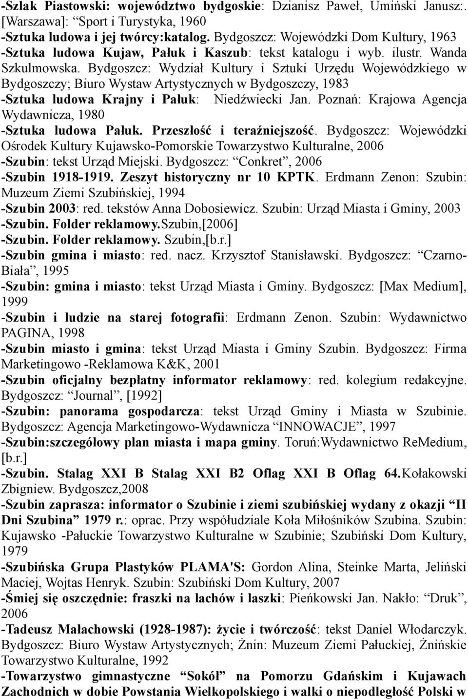 Bydgoszcz: Wydział Kultury i Sztuki Urzędu Wojewódzkiego w Bydgoszczy; Biuro Wystaw Artystycznych w Bydgoszczy, 1983 -Sztuka ludowa Krajny i Pałuk: Niedźwiecki Jan.