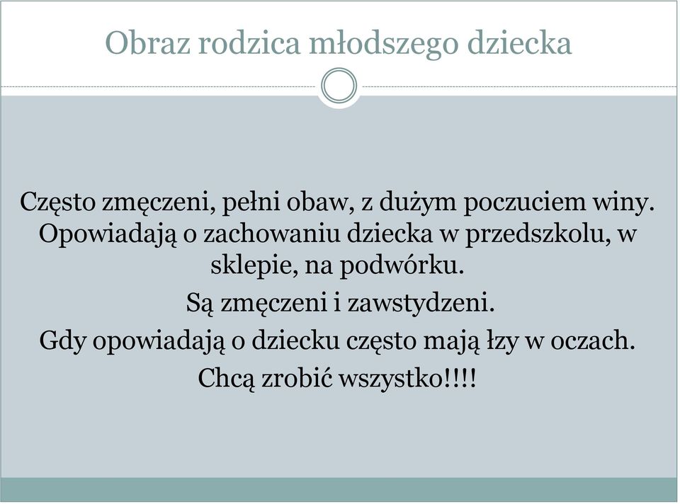 Opowiadają o zachowaniu dziecka w przedszkolu, w sklepie, na