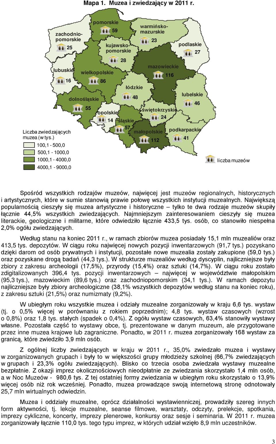 112 41 1,1-5, 5,1-1, 1,1-4, 4,1-9, 23 27 liczba muzeów Spośród wszystkich rodzajów muzeów, najwięcej jest muzeów regionalnych, historycznych i artystycznych, które w sumie stanowią prawie połowę