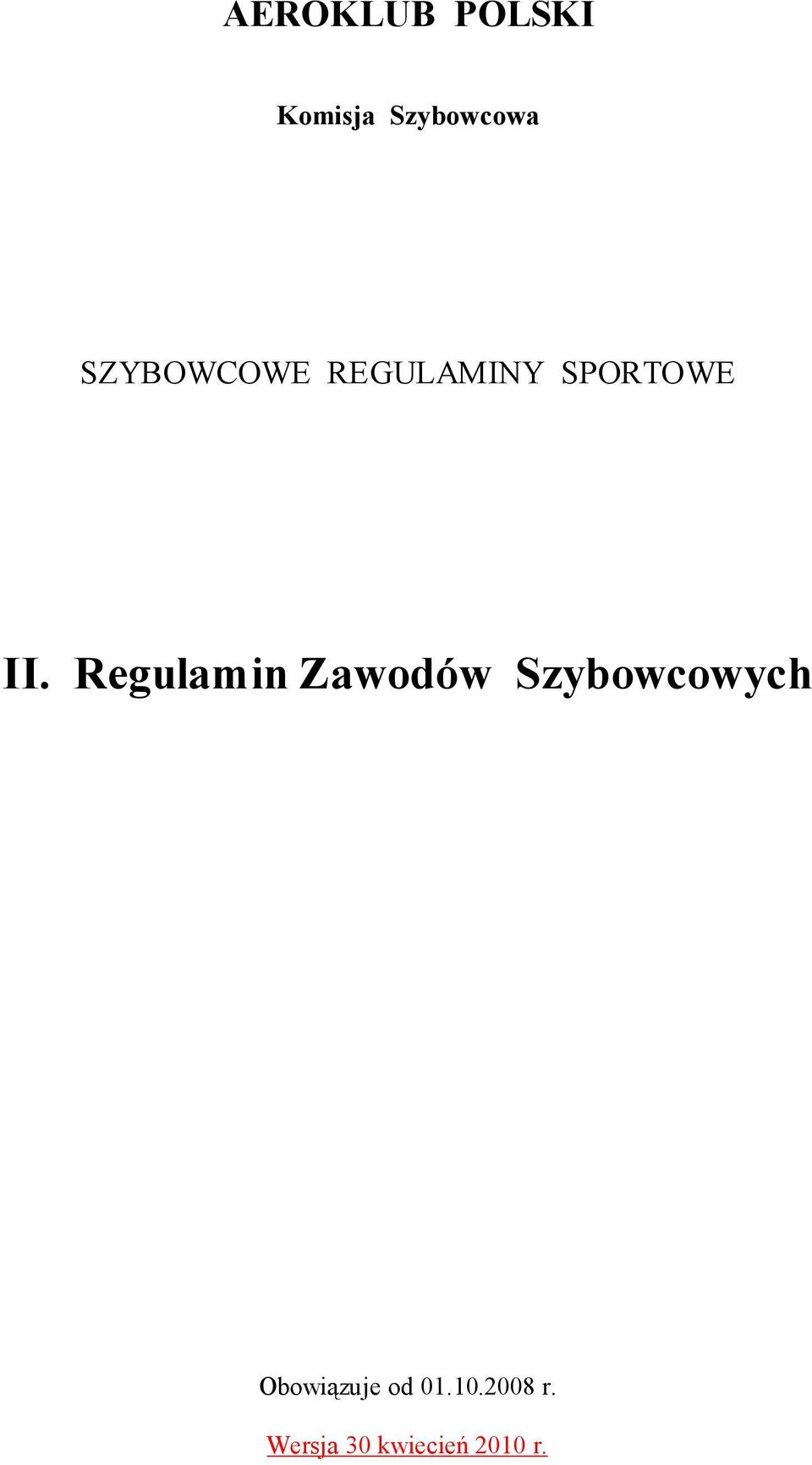 Regulamin Zawodów Szybowcowych