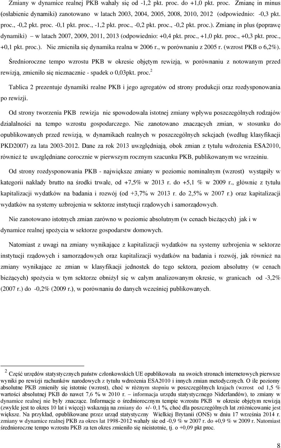 proc., +0,3 pkt. proc., +0,1 pkt. proc.). Nie zmieniła się dynamika realna w 2006 r., w porównaniu z 2005 r. (wzrost PKB o 6,2%).
